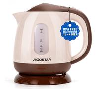 Aigostar Mini Bouilloire Electrique de Voyage, Filtre Anticalcaire, Marron