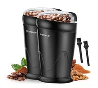 Aigostar Moulin à Café Électrique, Moulin à Épices Avec Lame En Acier Inoxydable, Moulin Multifonctionnel pour Moudre Grains à Café, Épices, Graine, Capacité de 60 gr, 150W, Noir 2 Pcs