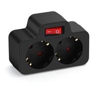 Aigostar - Multiprise 2 Prises avec Interrupteur. 3680W. Blanche. (sans Mise à la Terre, Non utilisable en France) Noir
