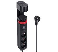 Aigostar Multiprise 3 Prises + 2 USB + 1 Type-C, Interrupteur, Câble 1.5m, Noir