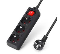 Aigostar-Multiprise 3 Prises avec Interrupteur Parasurtenseur Parafoudre câble 3 m Noir 3680w