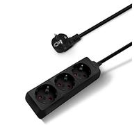Aigostar-Multiprise 3 Prises avec Parasurtenseur Parafoudre câble 1.5 m Noir 3680w