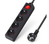 Aigostar-Multiprise 4 Prises avec Interrupteur Parasurtenseur Parafoudre câble 1.5 m Noir 3680w