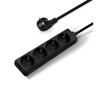 Aigostar-Multiprise 4 Prises avec Parasurtenseur Parafoudre câble 1.5 m Noir 3680w