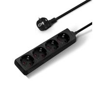 Aigostar-Multiprise 4 Prises avec Parasurtenseur Parafoudre câble 3 m Noir 3680w