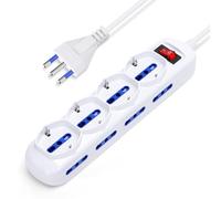 Aigostar - Multiprise multiprise multifonction avec 12 prises, 250v/3680W. Câble de 5 m. Couleur Blanc