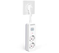 Aigostar Multiprises 2 Prises avec Interrupteur et Sécurité Enfant, Blanc, Prise de Type Allemand