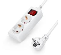 Aigostar - Multiprises 2 Prises Extension D'alimentation de 3 Mètre Câble et Interrupteur et Sécurité Enfant Blanc Prise de Type Allemand