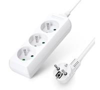 Aigostar - Multiprises 3 Prises 16A 2P + E Extension d'alimentation de 5 Mètre Câble et Sécurité Enfant Blanc