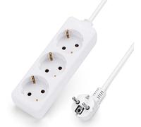 Aigostar Multiprises 3 Prises Extension D'alimentation de 3 Mètre Câble, sécurité enfant, Blanc, 3680w