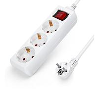 Aigostar - Multiprises 3 Prises Extension D'alimentation de 3G1.0m㎡ 1.5 Mètre Câble et Interrupteur et Sécurité Enfant Blanc Prise de Type Allemand