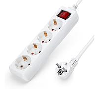Aigostar - Multiprises 4 Prises Extension D'alimentation de 5 Mètre Câble et Interrupteur et Sécurité Enfant Blanc Prise de Type Allemand