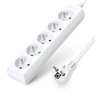 Aigostar - Multiprises 5 Prises 16A 2P + E Extension d'alimentation de 3 Mètre Câble et Sécurité Enfant Blanc