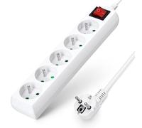 Aigostar Multiprises 5 Prises avec Interrupteur, 2P+T, Extension D'alimentation de 5 Mètre, Sécurité Enfant, Française, Blanc, 16A 250V