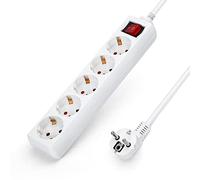 Aigostar - Multiprises 5 Prises Extension d'alimentation de 1.5 Mètre Câble et Interrupteur et Sécurité Enfant Blanc Prise de Type Allemand