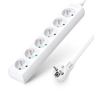 Aigostar - Multiprises 6 Prises 16A 2P + E Extension d'alimentation de 1.5 Mètre Câble et Sécurité Enfant Blanc