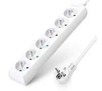 Aigostar - Multiprises 6 Prises 16A 2P + E Extension d'alimentation de 3 Mètre Câble et Sécurité Enfant Blanc