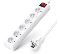 Aigostar Multiprises 6 Prises avec Interrupteur, 2P+T, Extension d'alimentation de 5 Mètre, Sécurité Enfant, Française, Blanc, 16A 250V