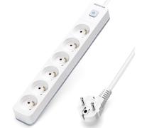 Aigostar Multiprises 6 Prises avec Interrupteur, Extension d'alimentation de 3 Mètre, Sécurité Enfant, Française, Blanc, 16A 250V
