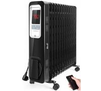 Aigostar Oil Monster - Radiateur à bain d’huile 2500W, 13 éléments chauffants. 3 modes + ECO, minuterie 24h, thermostat réglable. Écran LED, télécommande, silencieux.