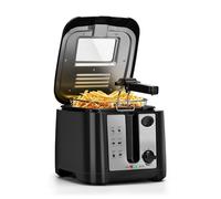 Aigostar Olivia - Friteuse compacte sans BPA avec grande fenêtre de vue et thermostat. Capacité de 2.5L, 1650W, Noire