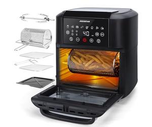 Aigostar Owen - Four à air multifonction, friteuse à air XXL de 12 litres, 1700 W. Écran LED tactile, 8 modes prédéfinis, 6 accessoires inclus, système rotatif. Sans BPA