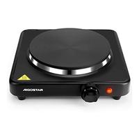 Aigostar Plaque de Cuisson Électrique 1500W, Fonte à Chauffe Rapide | Réchaud Électrique Portatif , Thermostat Réglable, Idéal pour Camping, Studio et Bureau, Pieds Antidérapants, Noir