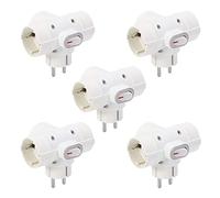 Aigostar Prise avec Interrupteur Fiche Multiprise 3 Prises avec Terre Parafoudre et Anti-Surtension,16A. Blanc, Paquet de 5