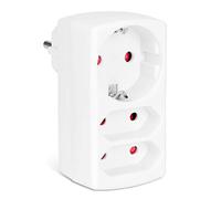 Aigostar Prise Multiple,Murale Fiche Triple Prise,3 Prises avec Protection Contre Anti-Surtension,2 Euro,1 Schuko,16A,Blanc(Non applicable au marché français)