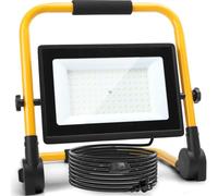 Aigostar Projecteur de chantier LED 100 W, 9000 lm, lampe de travail LED avec prise, câble de 4 m avec interrupteur, étanche IP65, pour atelier ou chantier, garage, 6500 K
