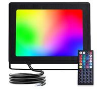 Aigostar - Projecteur LED d’extérieur de 50W, Projecteur LED RGB avec Télécommande, 6 Modes Stroboscopiques, Mode DIY, Minuterie, Dimmable. Étanchéité IP65 pour jardin, fête, etc.