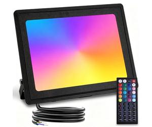 Aigostar - Projecteur LED d’extérieur de 50W, Projecteur LED RGB avec Télécommande, 6 Modes Stroboscopiques, Mode DIY, Minuterie, Dimmable. Étanchéité IP65 pour jardin, fête, etc.