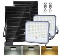 Aigostar Projecteur Solaire LED d’extérieur,2 pièces,16 000 mAh,grand panneau solaire et batterie de grande capacité,réglable 3000/4000/6500K, IP66,câble 2 m,lumière solaire pour Jardin,Porte