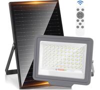 Aigostar Projecteur solaire LED d’extérieur avec grand panneau solaire, 200W.15000mAH,IP65, 6500K,câble de 2m