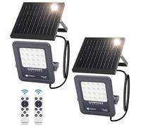 Aigostar Projecteur Solaire LED d’extérieur avec grand panneau solaire, 50W, batterie de grande capacité,IP65, 6500K, lampe solaire extérieure pour jardins, portes, garages,câble de 2M,2 pièces