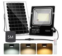 Aigostar Projecteur Solaire LED Extérieur,8000mAH,5M Câble,3000/4000/6500K,IP66,Télécommande
