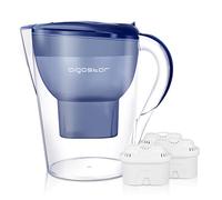 Aigostar Pure 30LDV - Carafe filtrante sans BPA, 3.5L, écran LCD avec compte à rebours. 3 cartouches filtrantes de 60 jours chacune incluses. Bleu, design exclusif.