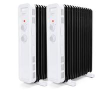 Aigostar Radiateur Bain d'Huile 2300W, 11 Éléments, Silencieux, Lot de 2 | 3 Niveaux de Puissance, Thermostat Réglable, Économie d’Énergie, Protection Surchauffe et Basculement, Idéal pour Chambre