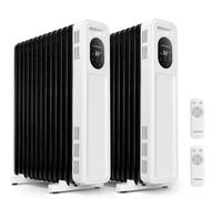 Aigostar Radiateur Bain d'Huile 2300W, Télécommande, Mode ECO, Lot de 2 | Chauffage d'Appoint Électrique avec 3 Puissances, Thermostat 5-35°C, Minuterie 24H, Silencieux, Écran LED, Pour Chambre
