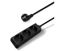 Aigostar Rallonge 3 Prises avec câble de 3 mètres, Couleur Noire