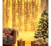 Aigostar Rideau de Lumières de Noël 1 x 1 m 100 LEDs, 8 Modes de Guirlande Lumineuse Rideau, IP44 Étanche avec Minuterie, pour Chambre, Extérieur (Blanc Chaud)