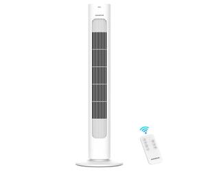 Aigostar Robert - Ventilateur Colonne (86 cm),Silencieux, 3 Vitesses et 3 Modes,Oscillation 70°,Ventilateur Portable avec Minuterie 7H,Télécommande,50 W,Blanc