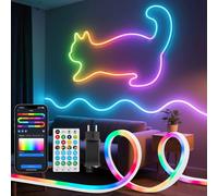 Aigostar Ruban Led Neon 3M RGBIC, Neon Led Connecté, Contrôle Segments Couleur avec Application et Télécommande, Synchronisation Musicale, IP44 Étanche pour Terrasse Jardin, Jeux Vidéo et Fêtes