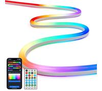 Aigostar Ruban Led Neon 5M RGBIC, Neon Led Connecté, Contrôle Segments Couleur avec Application et Télécommande, Synchronisation Musicale, IP44 Étanche pour Terrasse Jardin, Jeux Vidéo et Fêtes