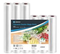 Aigostar Sac Sous Vide Alimentaire, Pack de 6 Rouleaux (20x300 cm et 28x300 cm), Sans BPA, Approuvé par la FDA, Sacs Sous Vide Solides pour Aliments. Convient aux Machines d'emballage Sous Vide