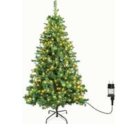 Aigostar Sapin de Noël Artificiel 180 cm avec Guirlande Lumineuse LED 18 M，8 Modes d'Éclairage，300 LED Lumières Blanche Chaude，450 Branches， Inclus Support en Métal， Décoration de Noël， Vert