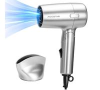 Aigostar Sèche-cheveux de Voyage, Sèche-cheveux 1200W,Compact avec Manche Pliable,2 Vitesses et Réglages de Température,Argenté