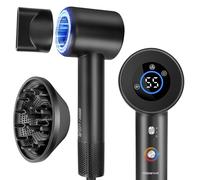 Aigostar Sèche Cheveux Diffuseur Professionale Ionique à 400 Millions Ions Négatifs, Séchage Rapide avec 110 000 tr/min BLDC Motor, 57 dB Silencieux, Sèche-cheveux de Voyage Léger 390g, Noir