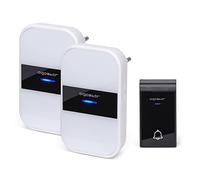 Aigostar-Sonnette sans Fil et sans câblage 36 sonneries,3 Niveaux de Volume portée de 150m étanchéité IP44, Noir et Blanche,avec 1 Transmetteur et 2 Récepteur Enfichable