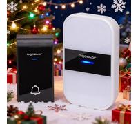 Aigostar Sonnette sans fil Extérieur Étanche, Kit Carillon Électronique, Carillon de Porte d'une Portée de 150M, 36 sonneries, 3 niveaux Volumes, 1 émetteur et 1 récepteur, AC Noir et blanc